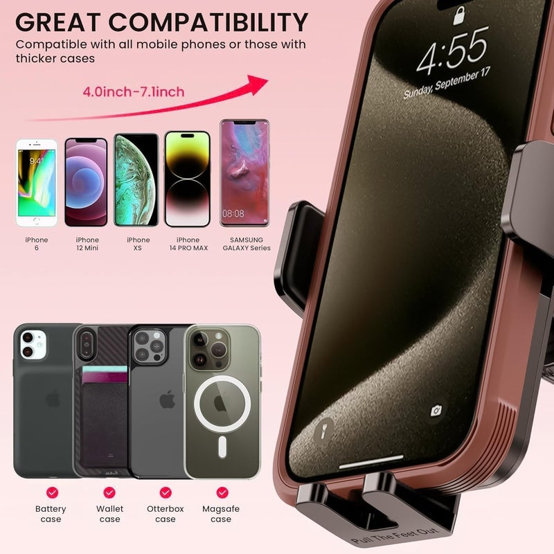 DOLYOFG Universal Car Phone Mount Holder [3-in-1 Suction Cup] for Dashboard Windshield Air Vent, Military-Grade Adhesive Phone Car Mount, One Hand Release for iPhone Samsung Android Smartphones - Image 5
